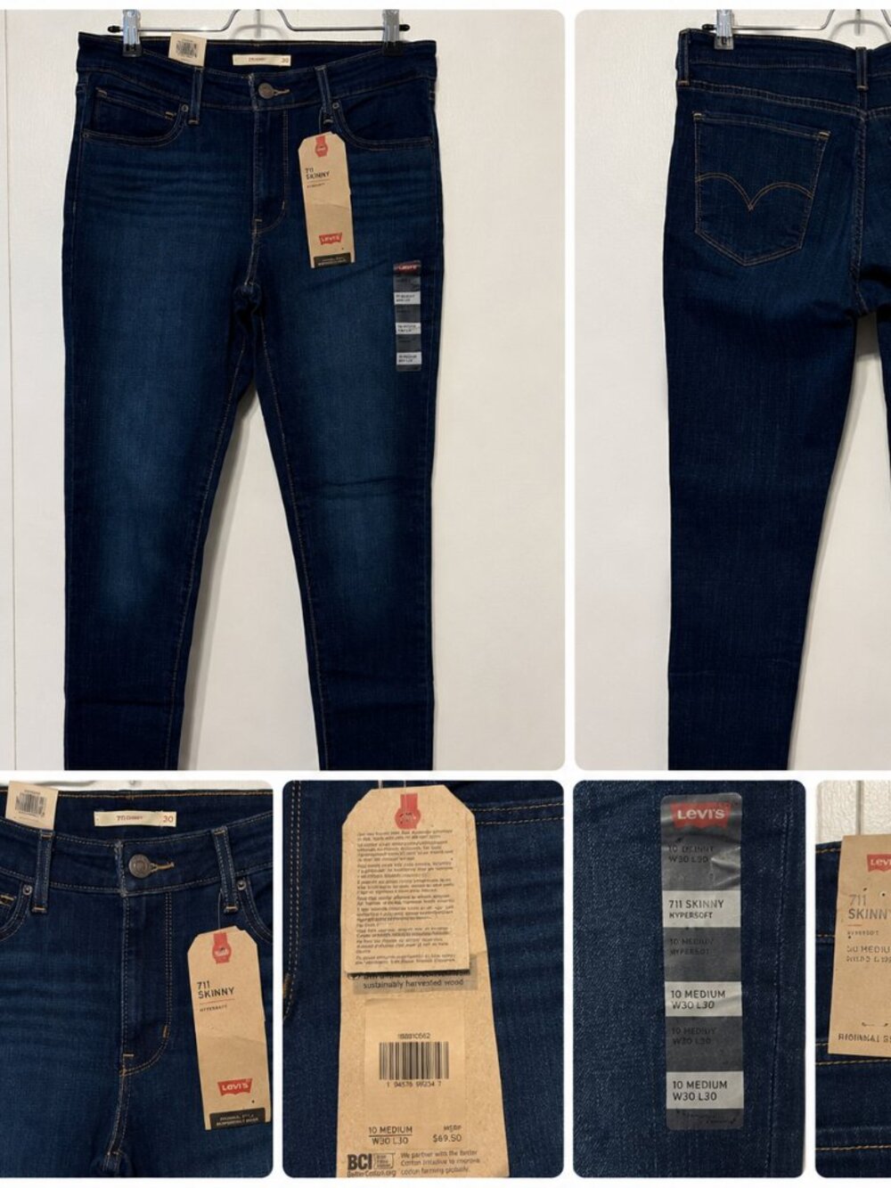 Levi’s 711 Skinny Hypersoft Jeans Dark Wash Women’s Size 30 / 10 Medium NWT